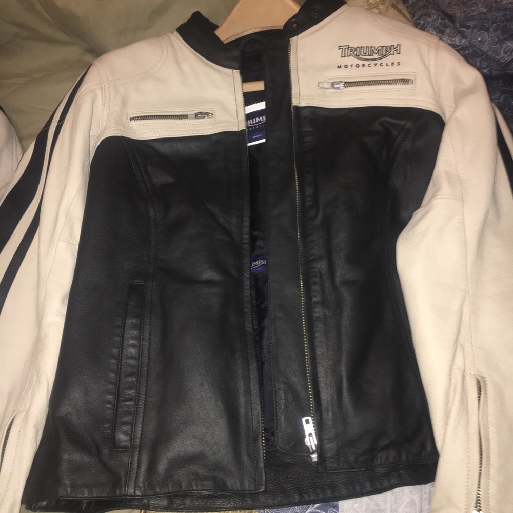 His & hers Triumph Leather Motorcycle Jackets
